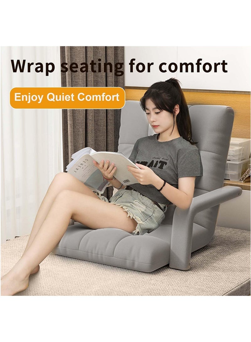 VUCATIN كرسي أرضي قابل للطي، أريكة صالة، وسادة أريكة ذات ظهر واحد قابلة للطي، سرير مبطن متعدد الزوايا قابل للتعديل، لغرفة نوم الشرفة، مع مساند ذراعين مبطنة أريكة فردية - Image 5